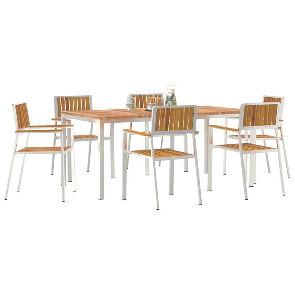 Buiten eettafelset 7 pcs Bruin Massief Acaciahout