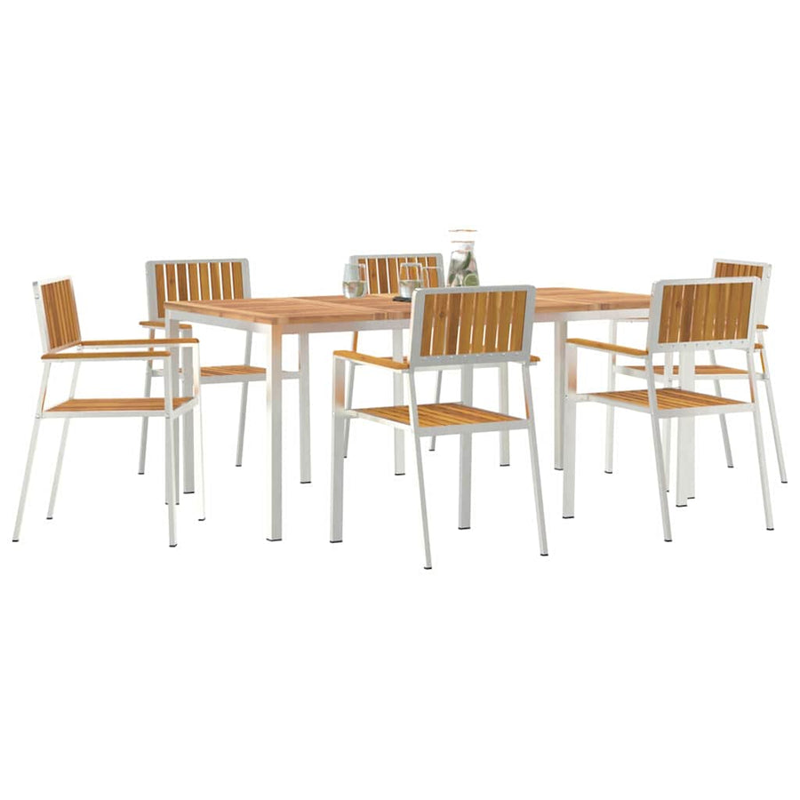 Buiten eettafelset 7 pcs Bruin Massief Acaciahout