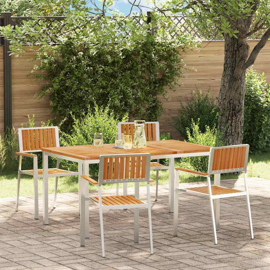 Buiten eettafelset 5 pcs Bruin Massief Teakhout