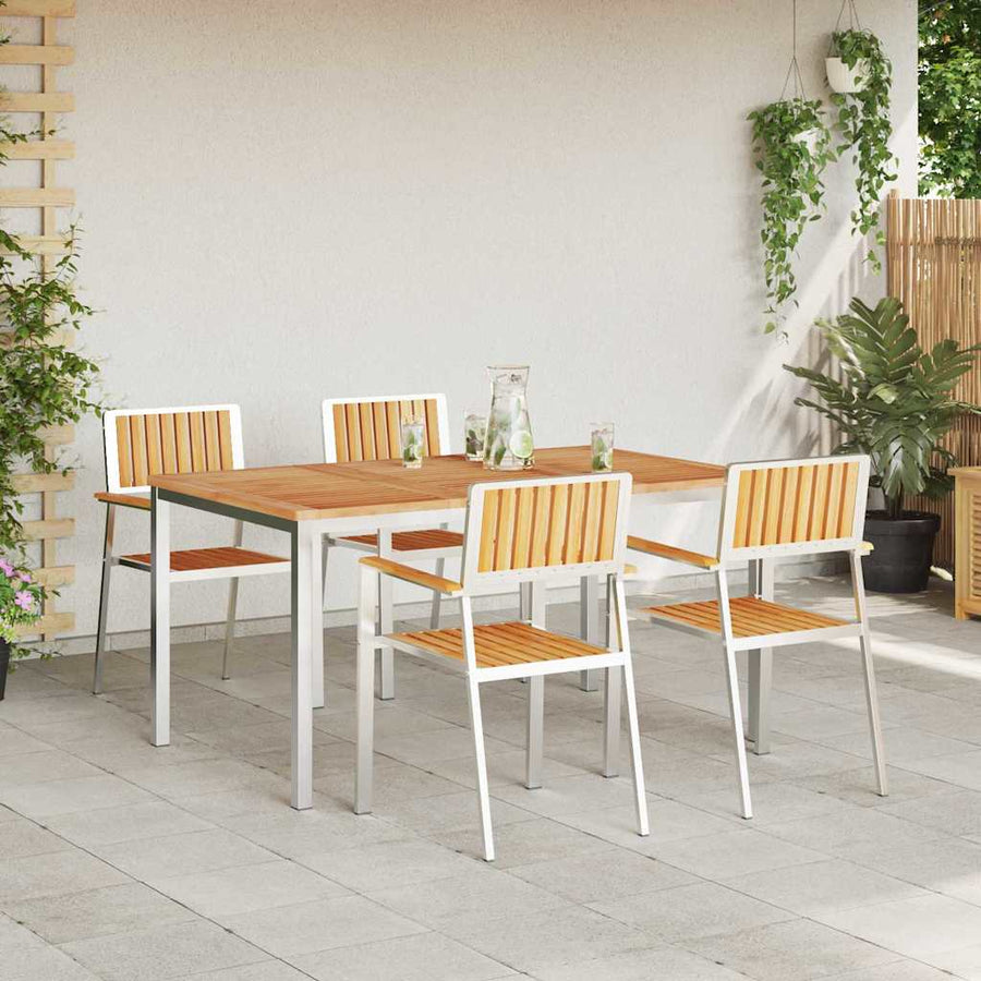 Buiten eettafelset 5 pcs Bruin Massief Teakhout