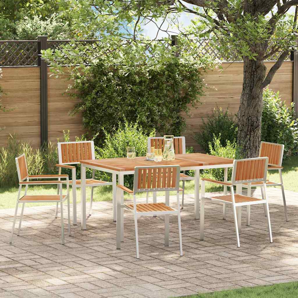 Buiten eettafelset 7 pcs Bruin Massief Teakhout