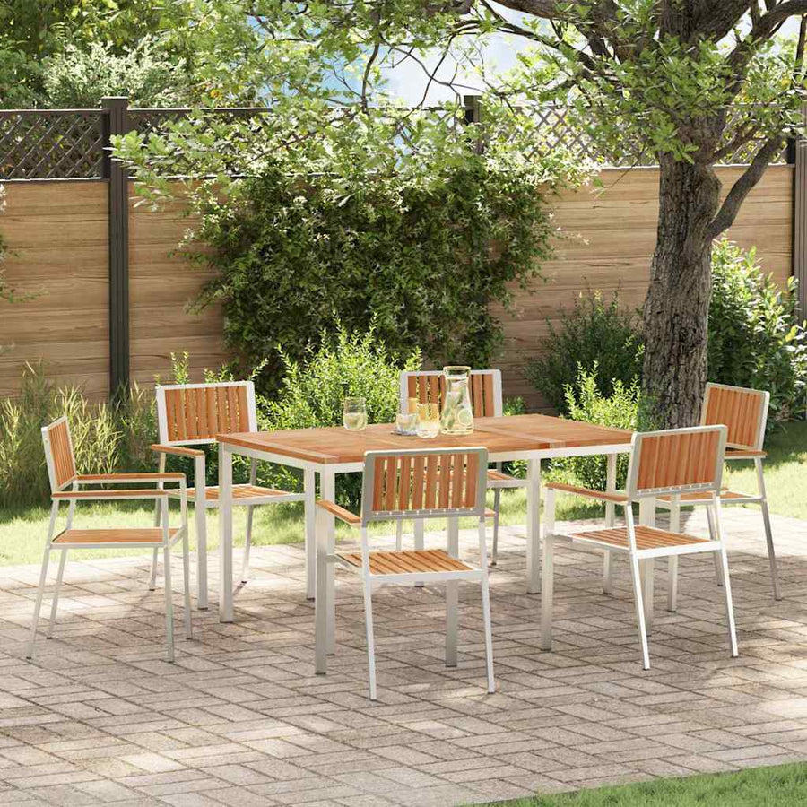 Buiten eettafelset 7 pcs Bruin Massief Teakhout