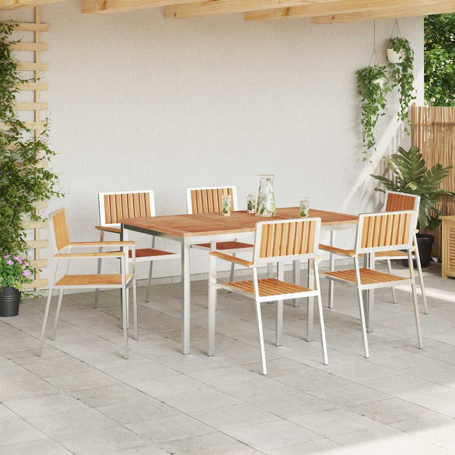 Buiten eettafelset 7 pcs Bruin Massief Teakhout