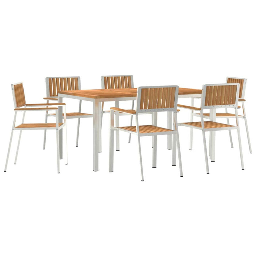 Buiten eettafelset 7 pcs Bruin Massief Teakhout