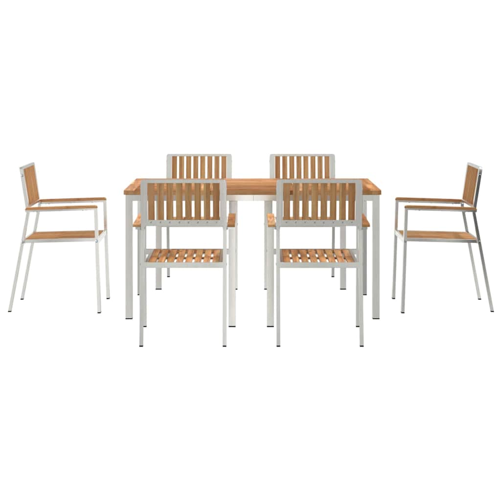 Buiten eettafelset 7 pcs Bruin Massief Teakhout