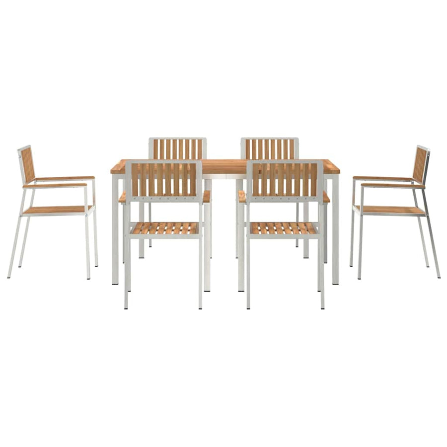 Buiten eettafelset 7 pcs Bruin Massief Teakhout