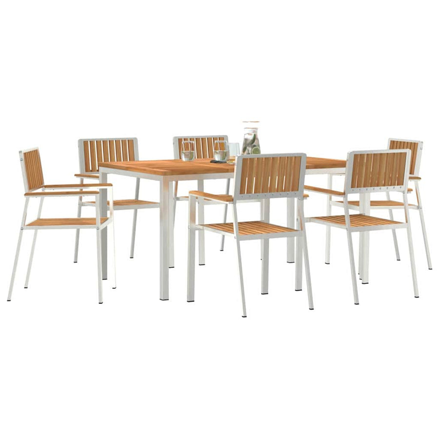 Buiten eettafelset 7 pcs Bruin Massief Teakhout