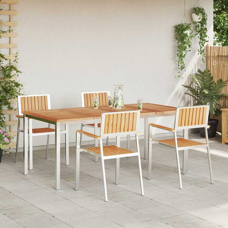 Buiten eettafelset 5 pcs Bruin Massief Teakhout