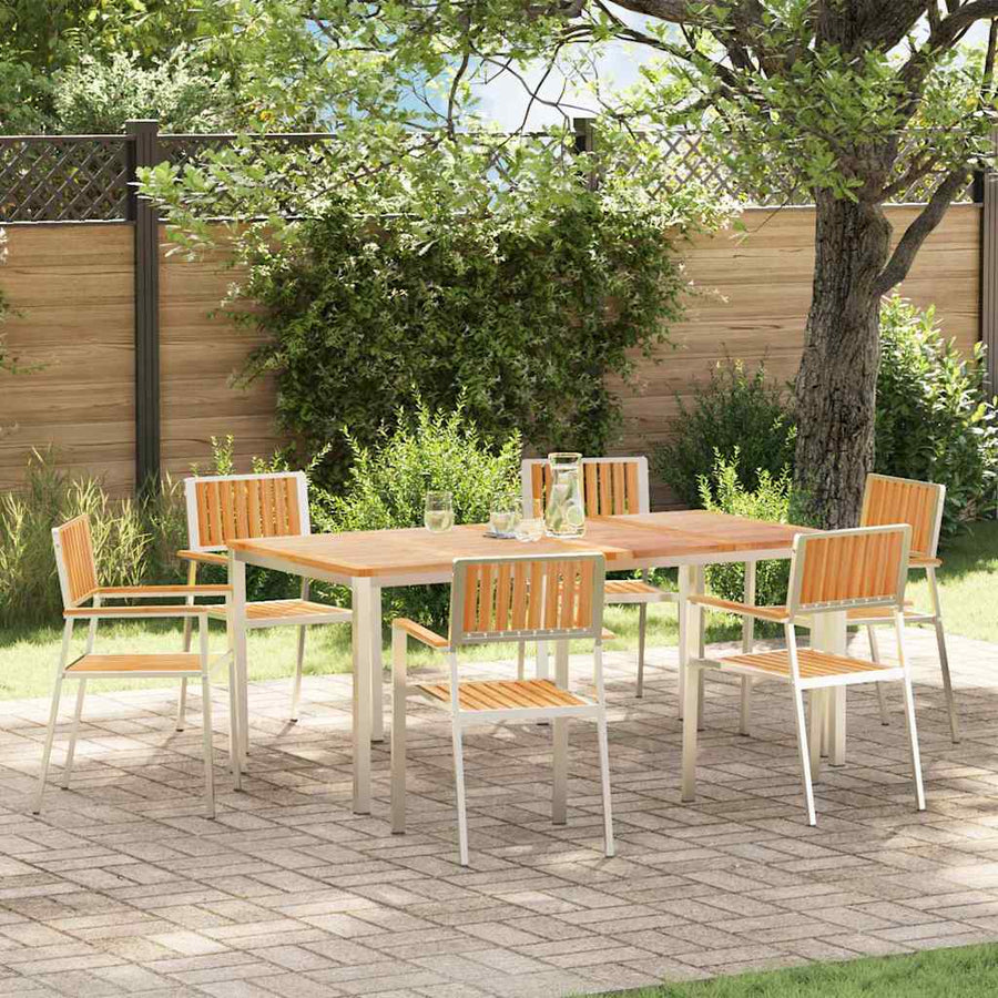 Buiten eettafelset 7 pcs Bruin Massief Teakhout