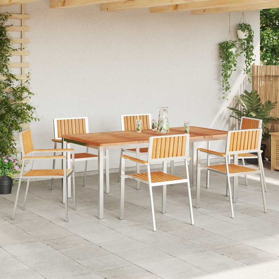 Buiten eettafelset 7 pcs Bruin Massief Teakhout