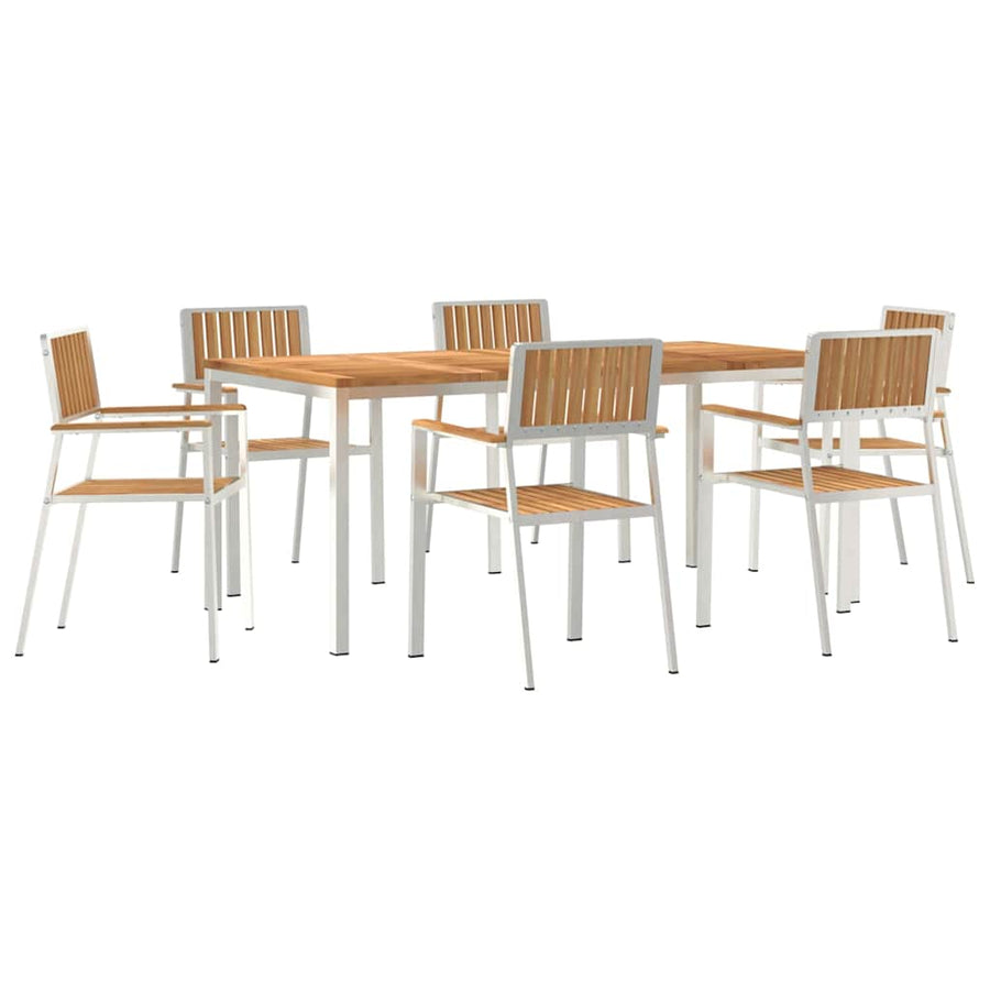 Buiten eettafelset 7 pcs Bruin Massief Teakhout