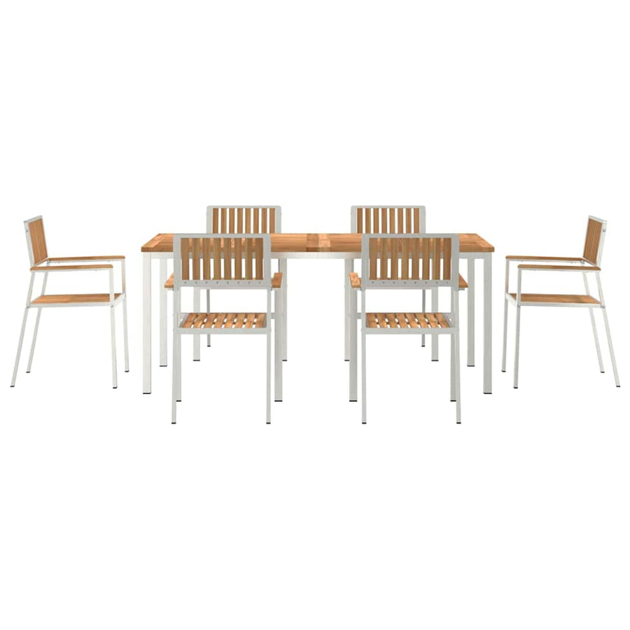 Buiten eettafelset 7 pcs Bruin Massief Teakhout