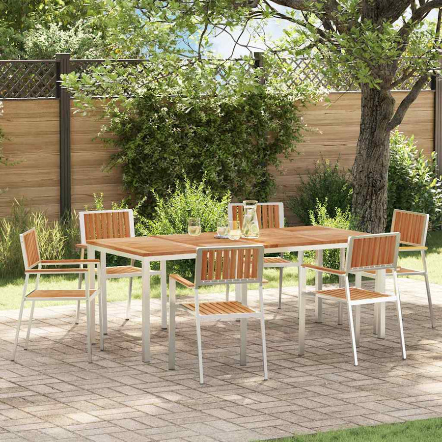 Buiten eettafelset 7 pcs Bruin Massief Teakhout