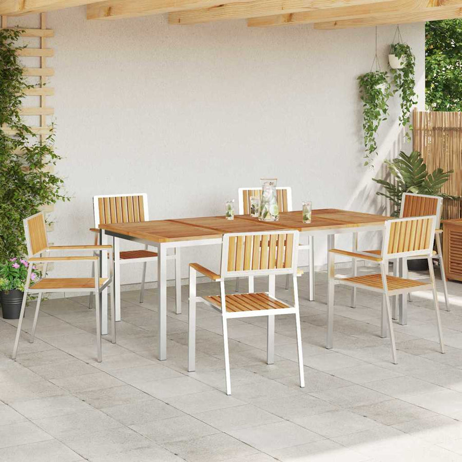 Buiten eettafelset 7 pcs Bruin Massief Teakhout