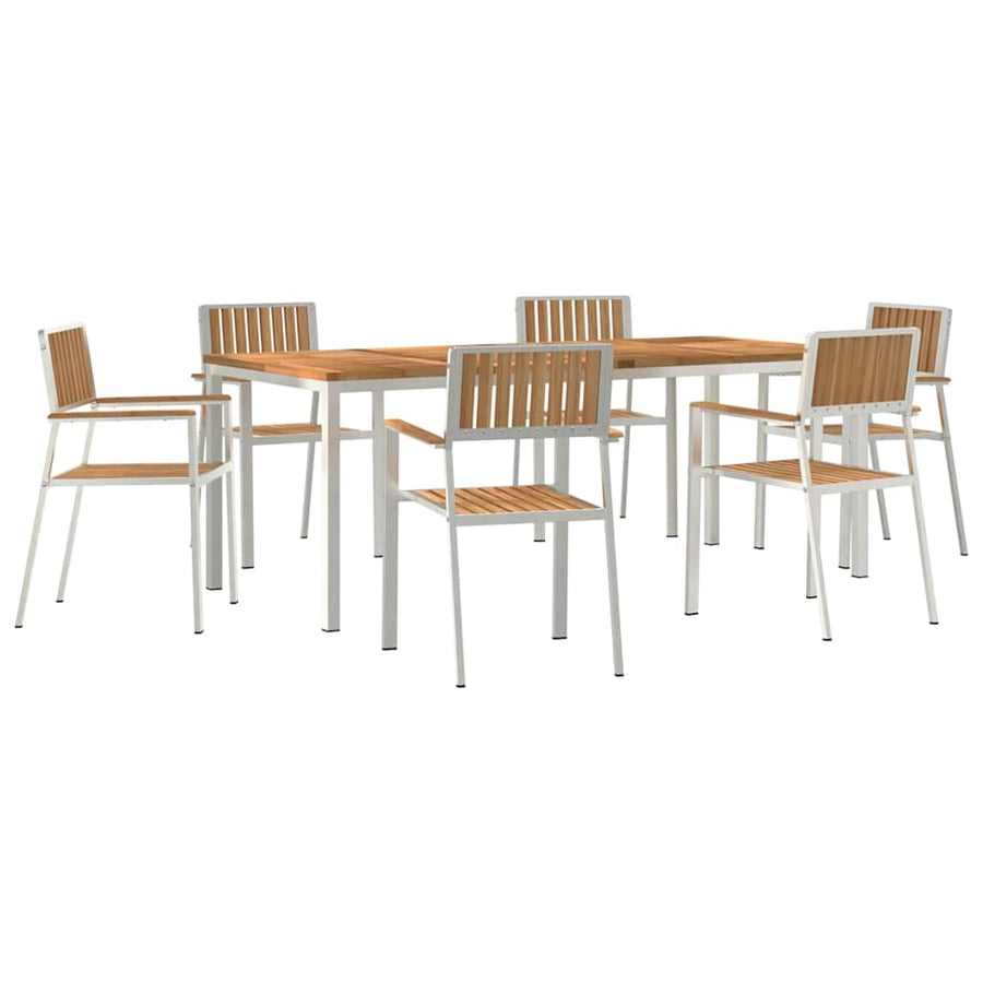 Buiten eettafelset 7 pcs Bruin Massief Teakhout