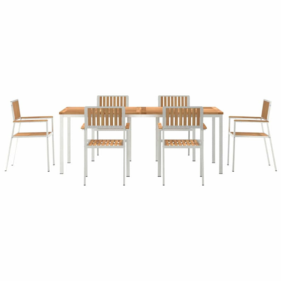 Buiten eettafelset 7 pcs Bruin Massief Teakhout