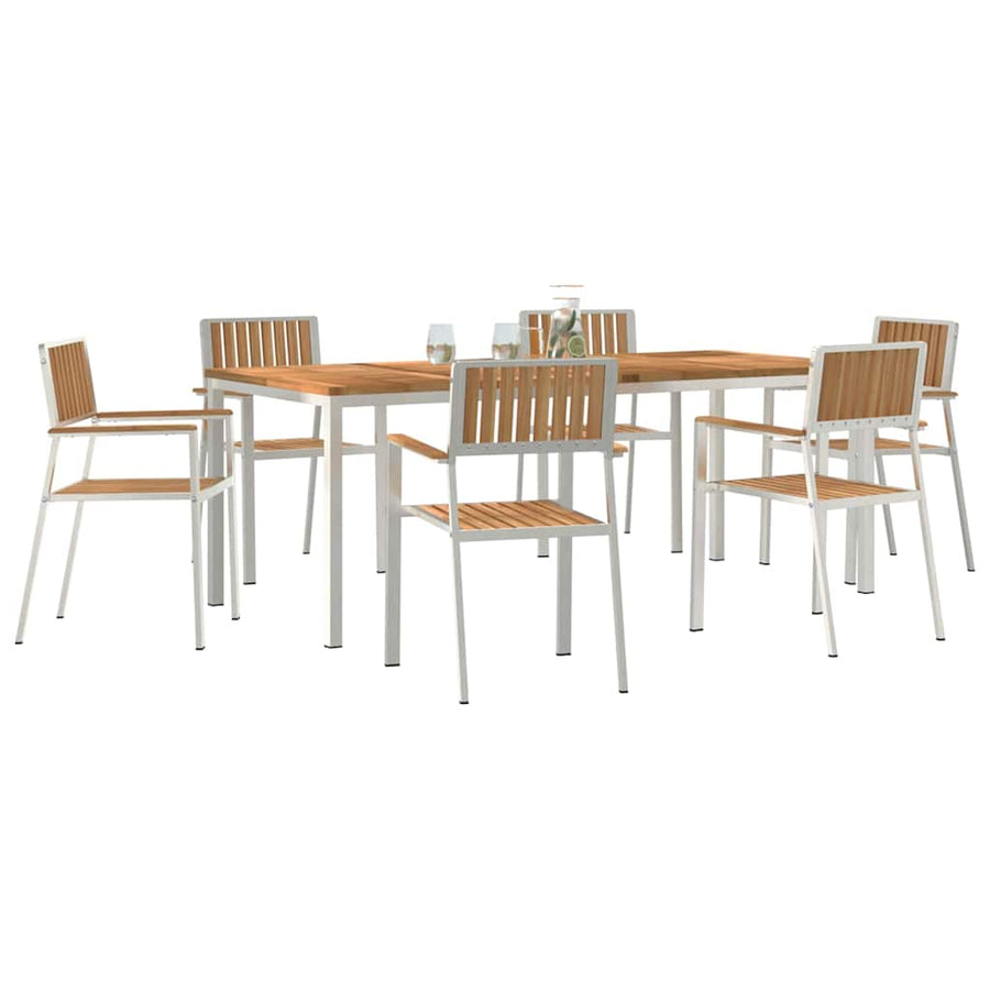 Buiten eettafelset 7 pcs Bruin Massief Teakhout