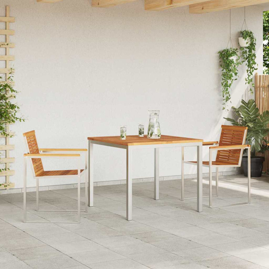 Tuin eettafelset 3 pcs Bruin Massief Acaciahout