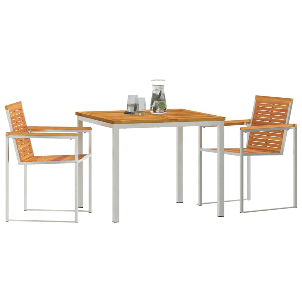 Tuin eettafelset 3 pcs Bruin Massief Acaciahout