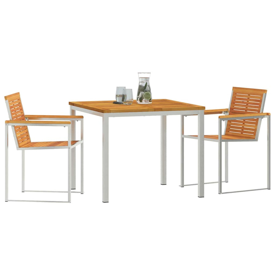 Tuin eettafelset 3 pcs Bruin Massief Acaciahout