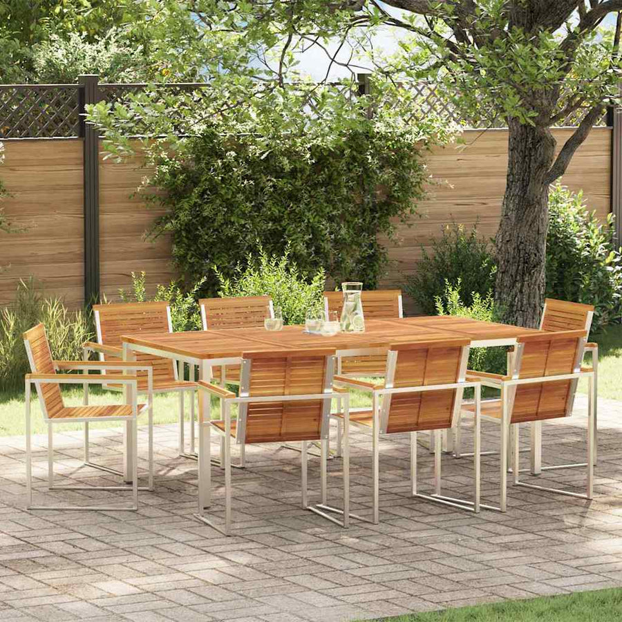 Tuin eettafelset 9 pcs Bruin Massief Acaciahout