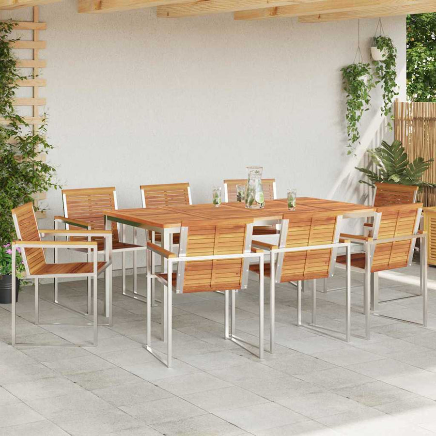 Tuin eettafelset 9 pcs Bruin Massief Acaciahout