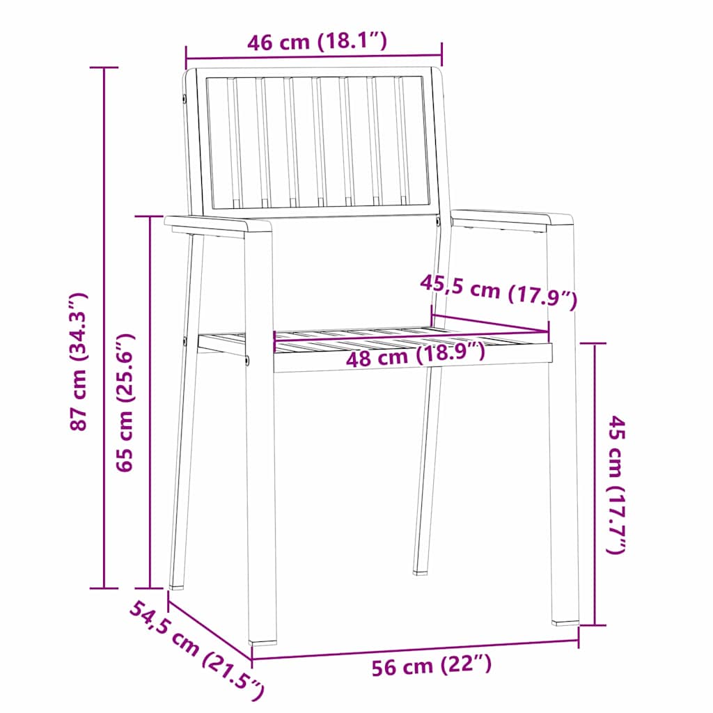 Tuinstoel 6 pcs Bruin 56 x 54,5 x 87 cm Massief Acaciahout