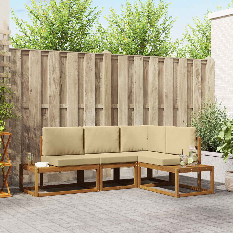 Bankstel met kussen 4 Stuk Natuurlijk en Beige