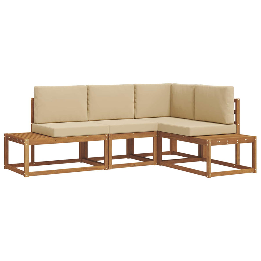 Bankstel met kussen 4 Stuk Natuurlijk en Beige