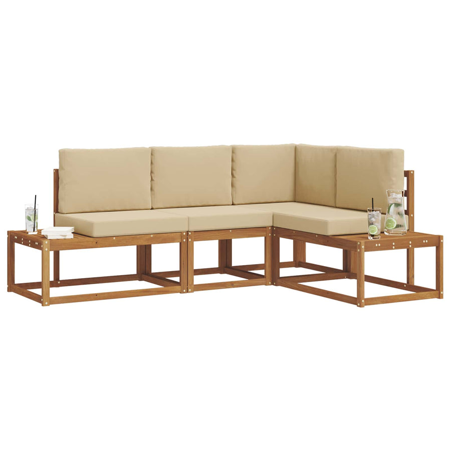 Bankstel met kussen 4 Stuk Natuurlijk en Beige