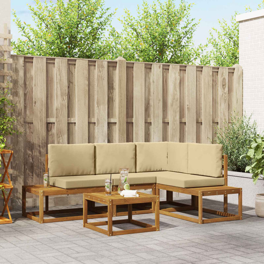 Bankstel met kussen 5 Stuk Natuurlijk en Beige