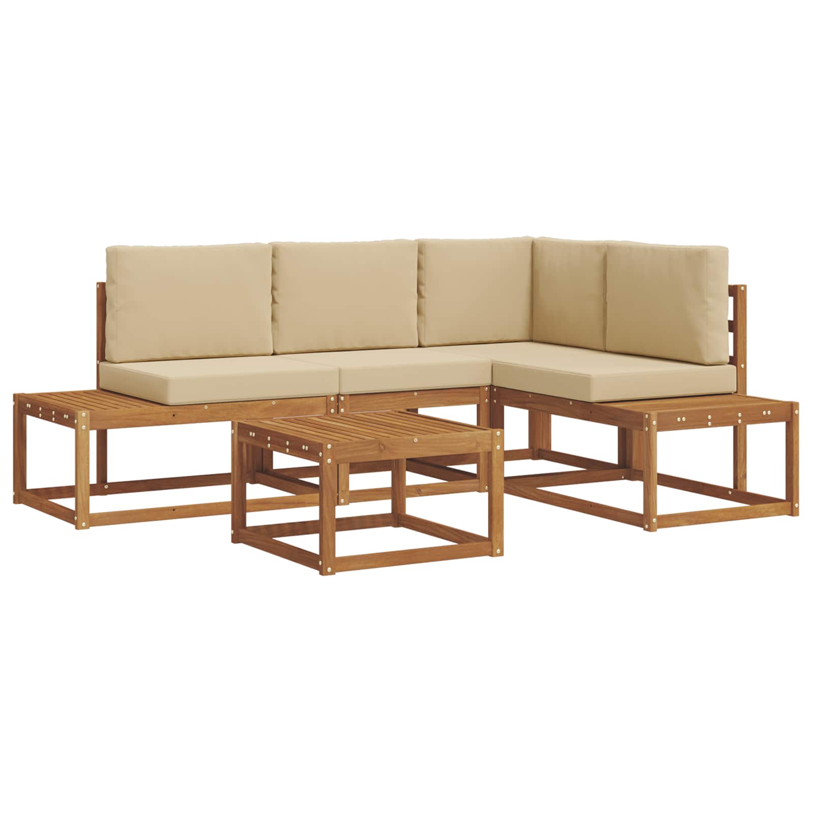 Bankstel met kussen 5 Stuk Natuurlijk en Beige