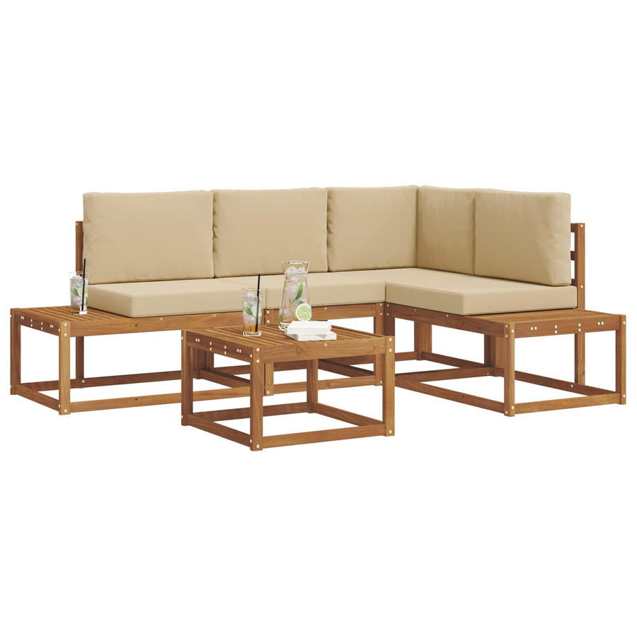 Bankstel met kussen 5 Stuk Natuurlijk en Beige