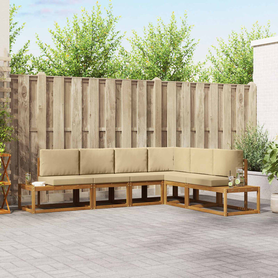 Bankstel met kussen 6 Stuk Natuurlijk en Beige