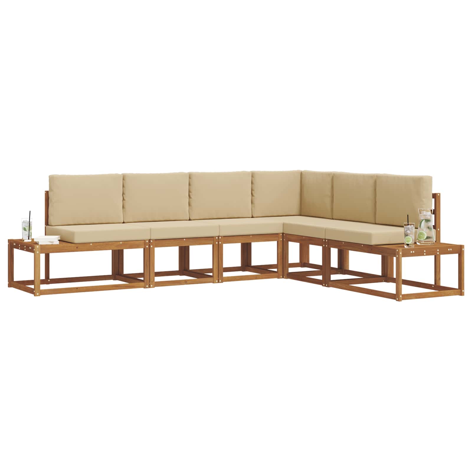 Bankstel met kussen 6 Stuk Natuurlijk en Beige