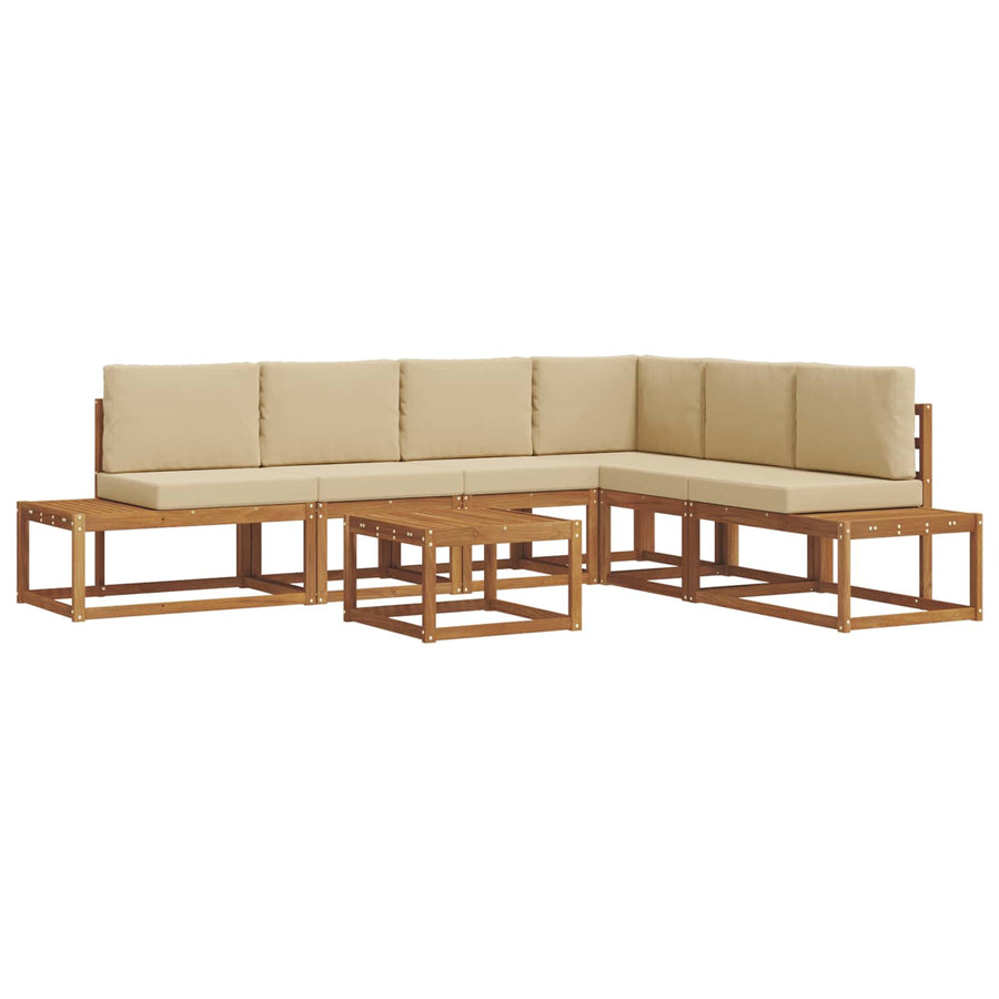 Buiten bankenset met kussen 7 Stuk Natuurlijk en Beige
