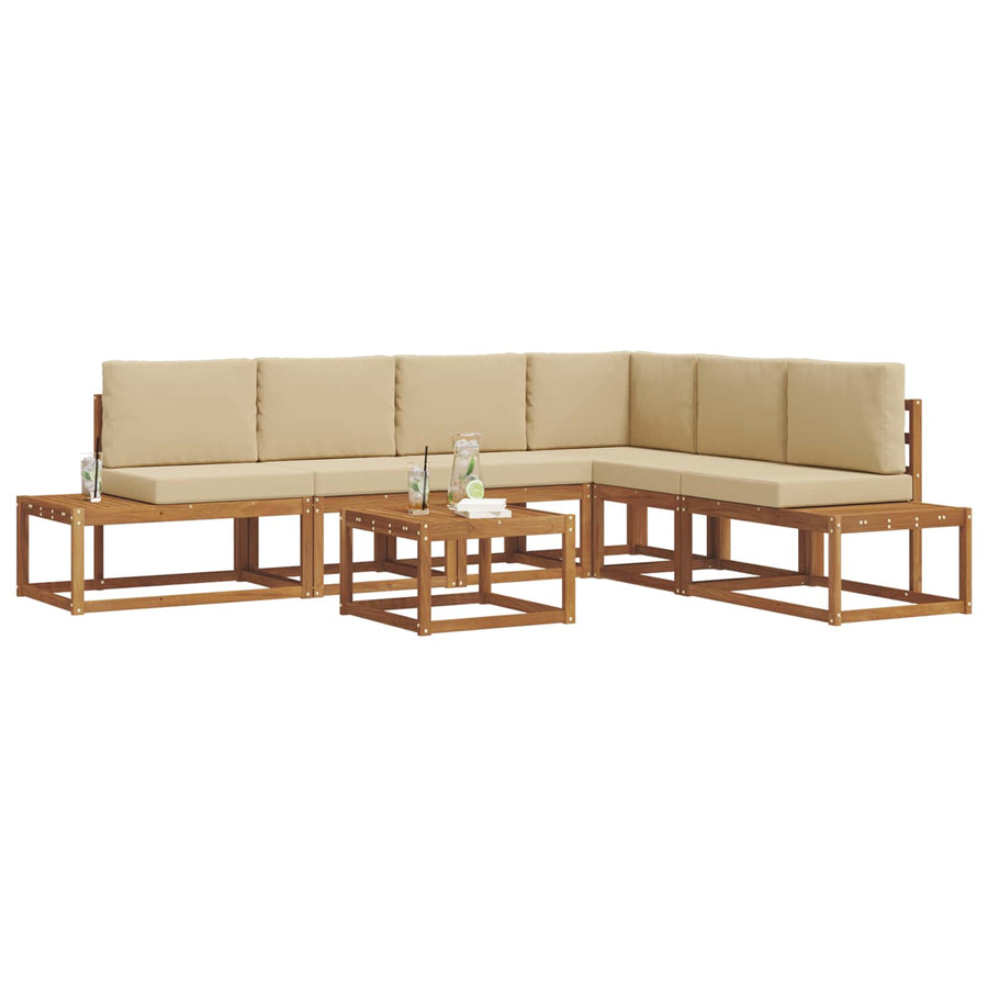 Buiten bankenset met kussen 7 Stuk Natuurlijk en Beige