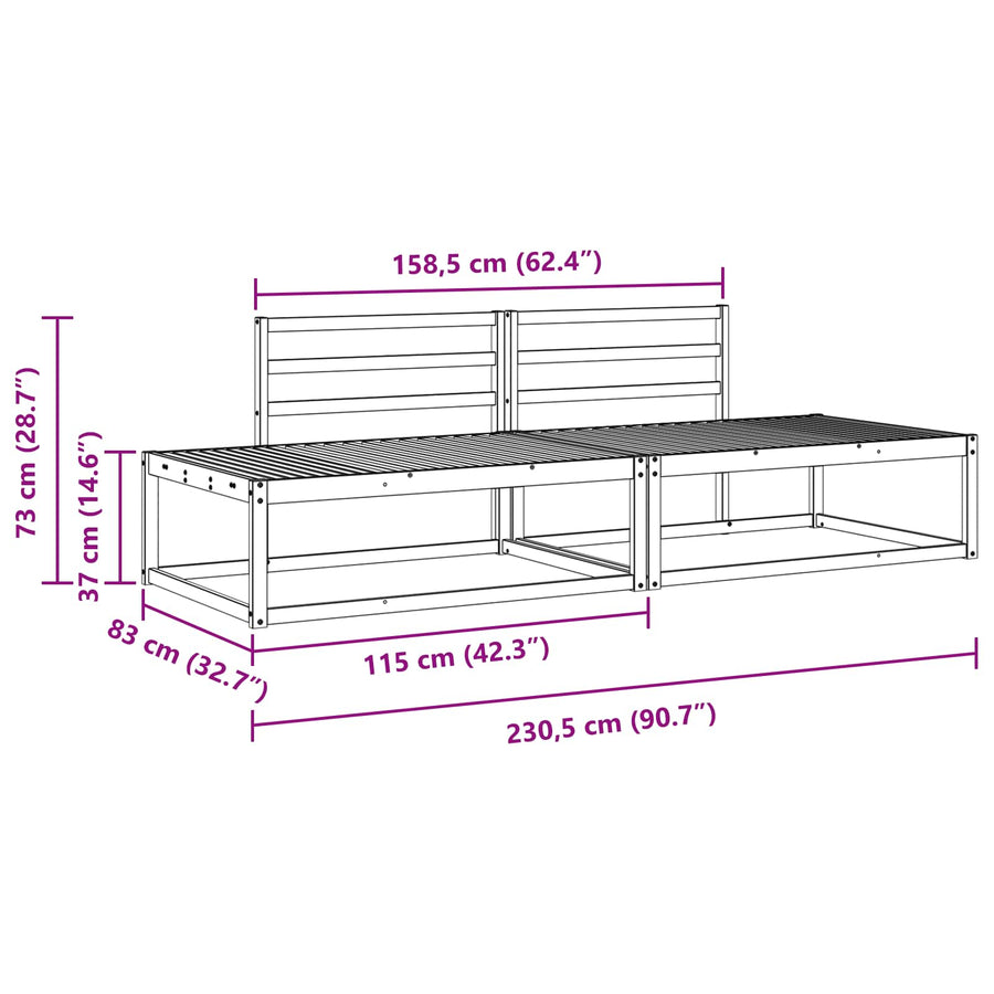 Buiten bankenset 2 Stuk Naturel 230,5 x 83 x 73 cm