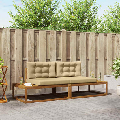 Buiten bankenset met kussen 2 Stuk Natuurlijk en Beige