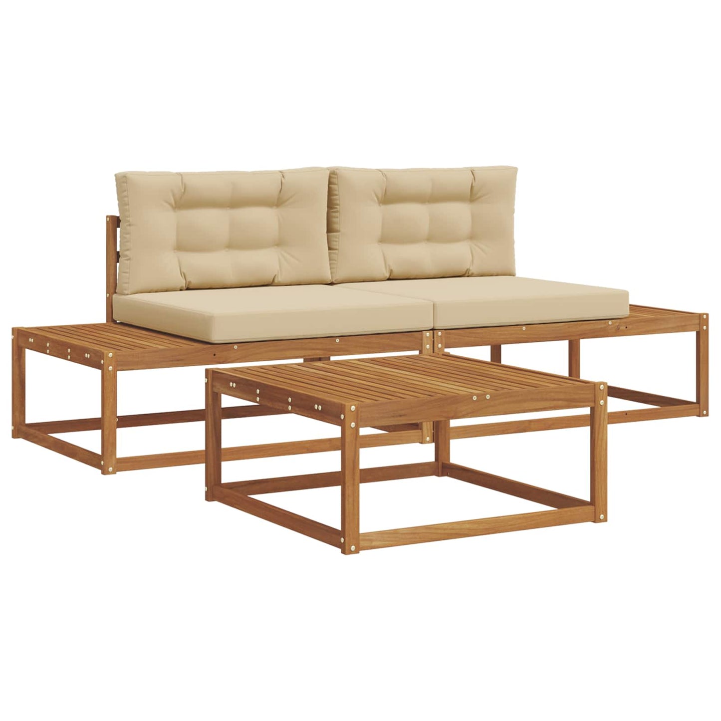 Buiten bankenset met kussen 3 Stuk Natuurlijk en Beige