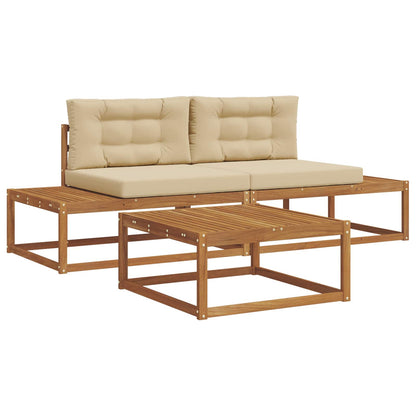 Buiten bankenset met kussen 3 Stuk Natuurlijk en Beige
