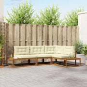 Bankenset massief acaciahout 277x198 cm crème