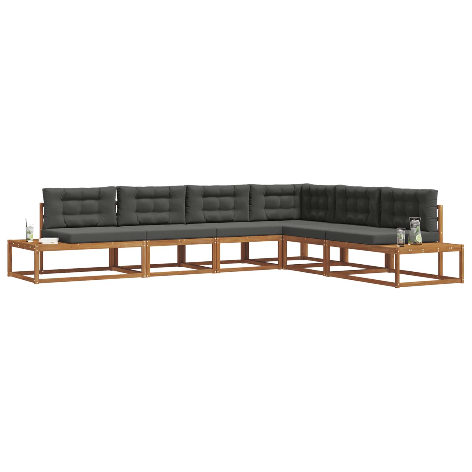 Buiten bankenset 6 Stuk Natuurlijk en Antraciet