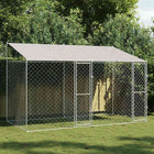 Dog Cage with Roof Silver 400 x 200 x 256 cm Steel and PE