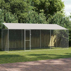 Dog Kennel with Roof Silver 600 x 200 x 256 cm Steel and PE