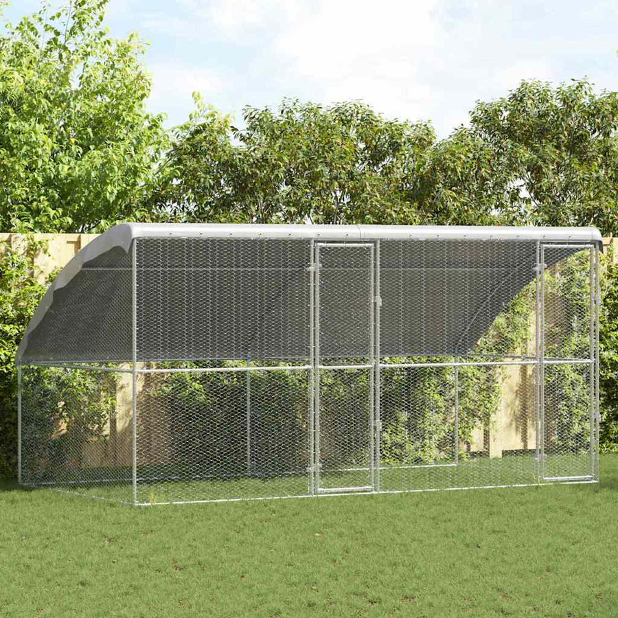 Kippenhok 2 pcs Zilver 400 x 200 x 198,5 cm