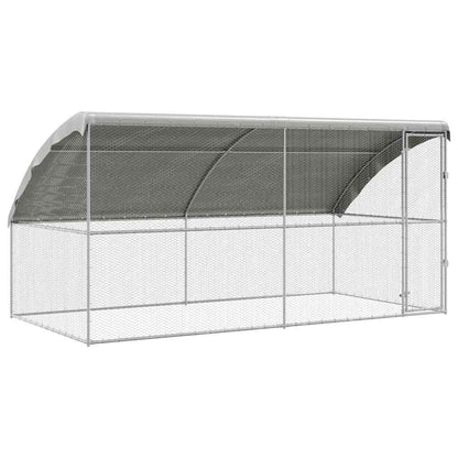 Kippenhok Zilver 400 x 200 x 198.5 cm Gegalvaniseerd staal