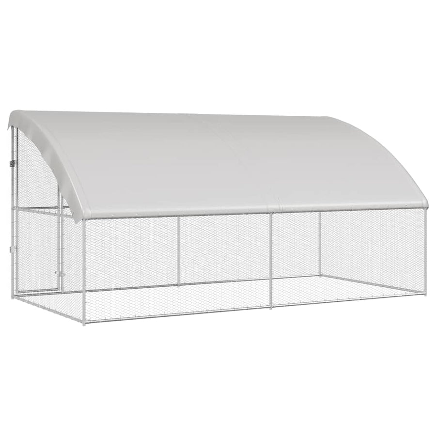 Kippenhok Zilver 400 x 200 x 198.5 cm Gegalvaniseerd staal