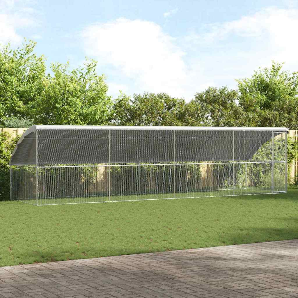 Kippenhok Zilver 800 x 200 x 198.5 cm Gegalvaniseerd staal