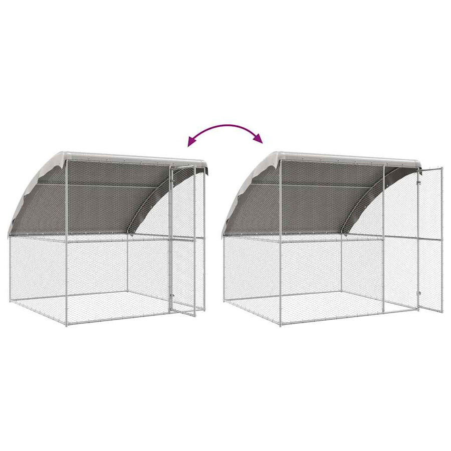Kippenhok 3 pcs Zilver 600 x 200 x 198,5 cm